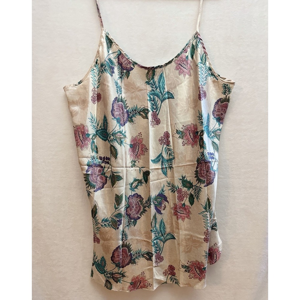 VTG Intimate Pleasures Ivory Floral Slip Dress Lingerie Sz 26-28 Fairy Satin